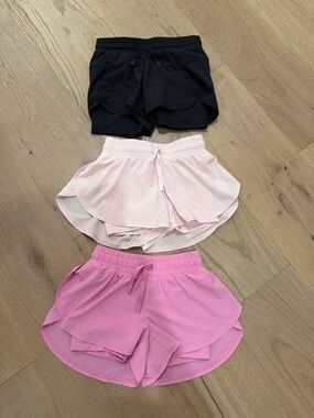 all in motion Girls 3-Pack Layered Athletic Shorts - Black, Light Pink, Pink